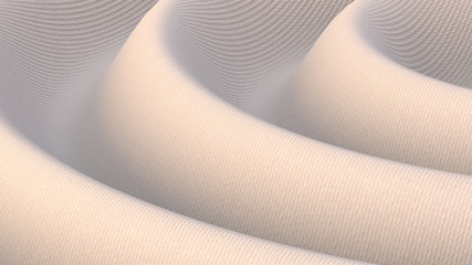 White disk with wavy effect on a white background. Abstract background. 3d render.