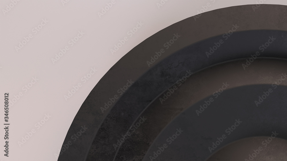 Aufkleber black disk with wavy effect on a white background. abstract background. 3d render.