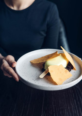 Wasabi cheesecake with crust waffles