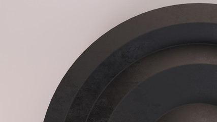 Fototapeta premium Black disk with wavy effect on a white background. Abstract background. 3d render.