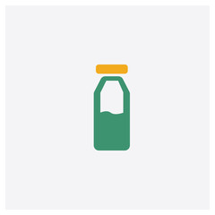 Milk bottle concept 2 colored icon. Isolated orange and green Milk bottle vector symbol design. Can be used for web and mobile UI/UX
