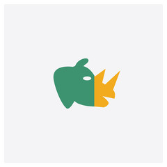 Rhino concept 2 colored icon. Isolated orange and green Rhino vector symbol design. Can be used for web and mobile UI/UX