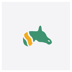 Zebra concept 2 colored icon. Isolated orange and green Zebra vector symbol design. Can be used for web and mobile UI/UX