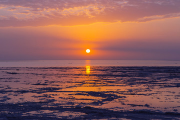 Danakil desert sunset with salt flats, Ethiopia