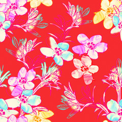 Field flowers template, seamless pattern.