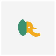 Elephant concept 2 colored icon. Isolated orange and green Elephant vector symbol design. Can be used for web and mobile UI/UX