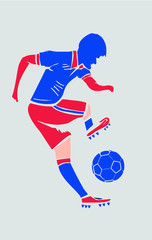 Russia soccer player goal Print embroidery graphic design vector art
