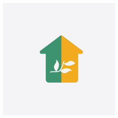 Fototapeta na wymiar house concept 2 colored icon. Isolated orange and green house vector symbol design. Can be used for web and mobile UI/UX