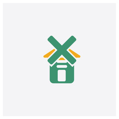 Windmill concept 2 colored icon. Isolated orange and green Windmill vector symbol design. Can be used for web and mobile UI/UX