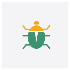 Bug concept 2 colored icon. Isolated orange and green Bug vector symbol design. Can be used for web and mobile UI/UX