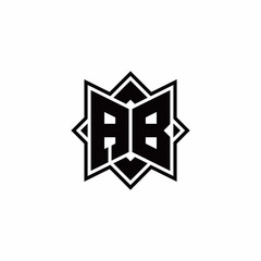 AB monogram logo with square rotate style outline