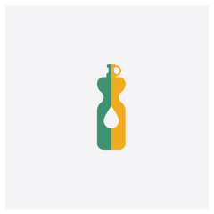 Water bottle concept 2 colored icon. Isolated orange and green Water bottle vector symbol design. Can be used for web and mobile UI/UX