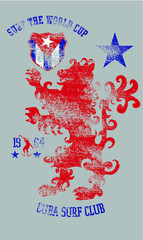 Obraz na płótnie Canvas Cuba flag Print embroidery graphic design vector art