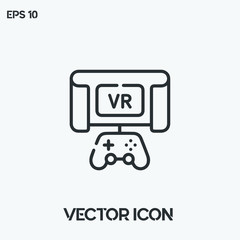 Virtual Reality (VR) game vector icon illustration. Ui/Ux. Premium quality.