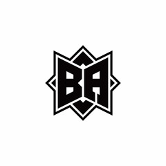 BA monogram logo with square rotate style outline