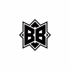 BB monogram logo with square rotate style outline