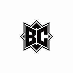 BC monogram logo with square rotate style outline