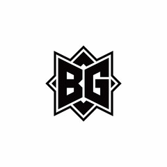 BG monogram logo with square rotate style outline