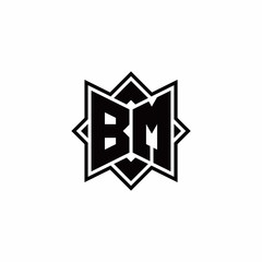 Fototapeta premium BM monogram logo with square rotate style outline