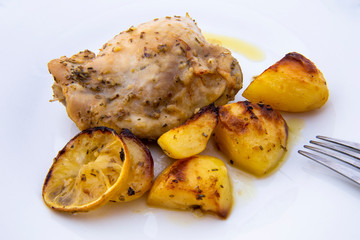 Oven baked greek lemon chicken and potatoes