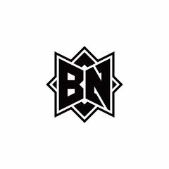 BN monogram logo with square rotate style outline