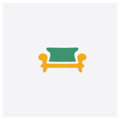 Sofa concept 2 colored icon. Isolated orange and green Sofa vector symbol design. Can be used for web and mobile UI/UX
