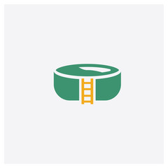 Swimming pool concept 2 colored icon. Isolated orange and green Swimming pool vector symbol design. Can be used for web and mobile UI/UX