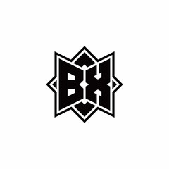 BX monogram logo with square rotate style outline
