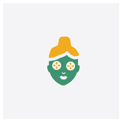 Face mask concept 2 colored icon. Isolated orange and green Face mask vector symbol design. Can be used for web and mobile UI/UX