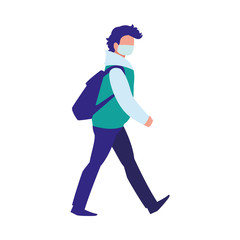 Man walking in the city wearing face mask