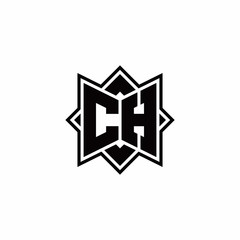 CH monogram logo with square rotate style outline