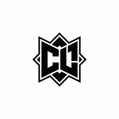 CL monogram logo with square rotate style outline