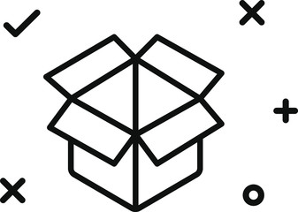 box package vector flat line simple icon