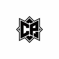 CP monogram logo with square rotate style outline