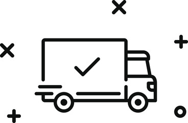 delivery truck speed vector flat line simple icon