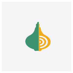 Onion concept 2 colored icon. Isolated orange and green Onion vector symbol design. Can be used for web and mobile UI/UX