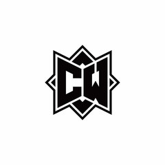 CW monogram logo with square rotate style outline