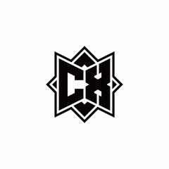 CX monogram logo with square rotate style outline