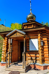 Wooden chapel at a source of holy Reverend Ilya Muromets in the village Karacharovo near Murom, Russia
