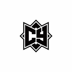 CY monogram logo with square rotate style outline