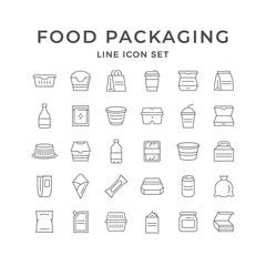 Set line icons of food packaging