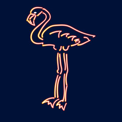 Flamingo neon effect shape on black background.