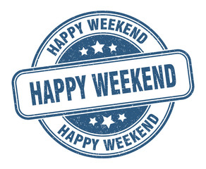 Fototapeta premium happy weekend stamp. happy weekend round grunge sign. label