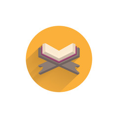 open holy Quran book. Koran book colorful flat icon with long shadow. Koran flat icon