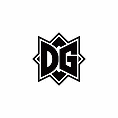 DG monogram logo with square rotate style outline