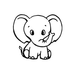 Fototapeta premium Vector of hand draw or sketch of cute baby elephant. Illustration