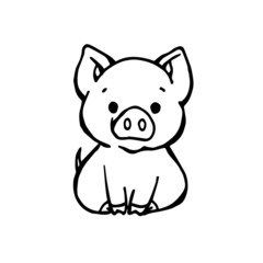 Vector of hand draw or sketch of a pig.Cute pig. Cheerful pig. Funny pig