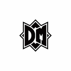 DM monogram logo with square rotate style outline