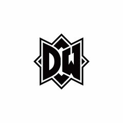 DW monogram logo with square rotate style outline