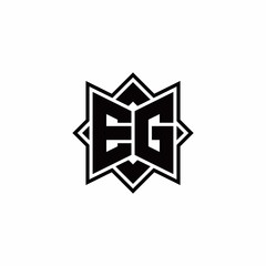 EG monogram logo with square rotate style outline